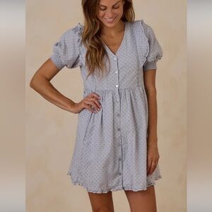 Elegant Blue Button-Down Dress
